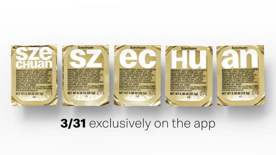 McDonald's Szechuan Sauce returns March 31 only on its app.