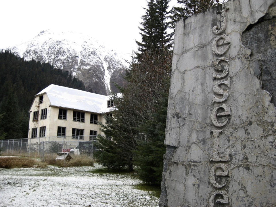 This undated photo shows a building that remains at the site of the Jesse Lee Home in Seward, Alaska, where the territorial flag, which later became the Alaska state flag, was first flown. The Seward City Council will decide Monday, July 13, 2020, whether to demolish the remaining buildings. (Dorene Lorenz via AP)