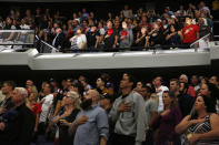 <p>Supporters of Republican presidential candidate Donald Trump stand to recite the Pledge of Allegiance before a rally in Anaheim, Calif., May 25, 2016. (Reuters/Jonathan Ernst) </p>