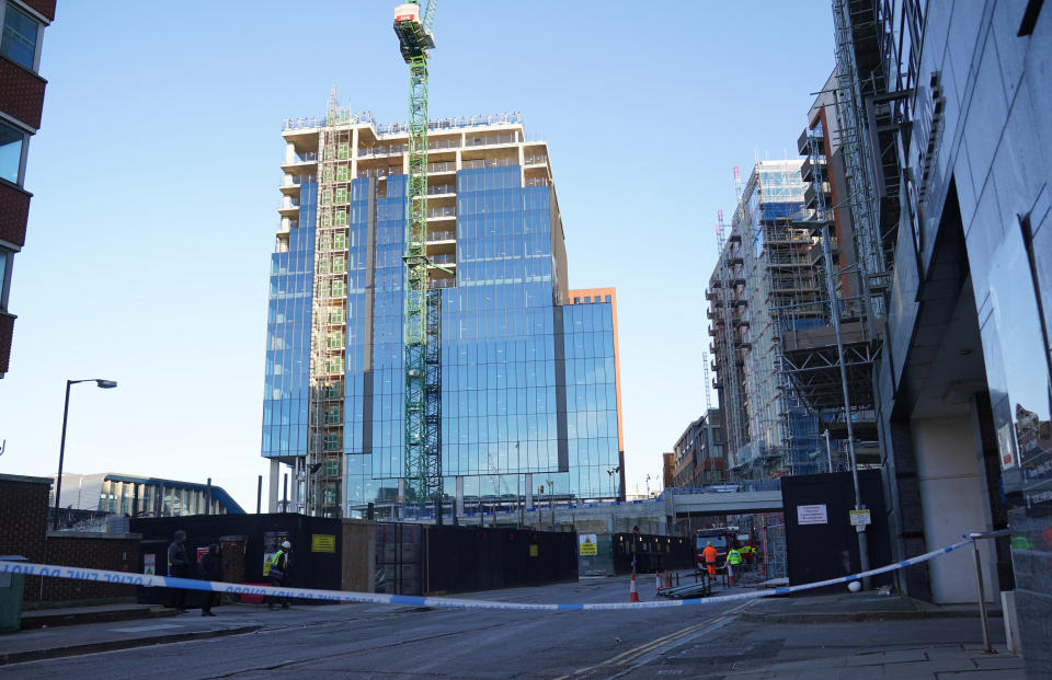 The scene at the Station Hill development site in Reading where the fire broke. (PA)