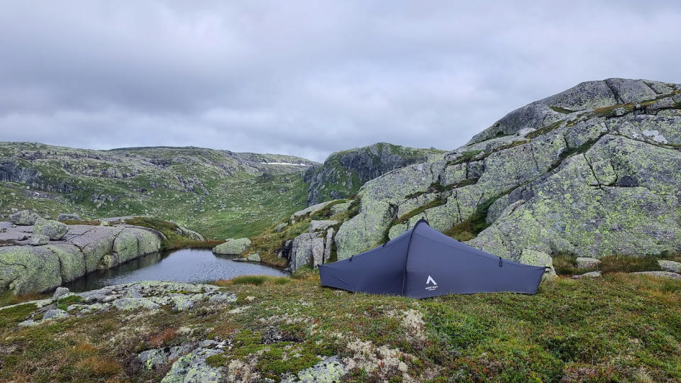 Nortent Vern 1 four-season tent in hilly terrain