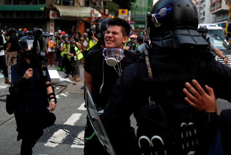 Anti-government demonstrators protest in Hong Kong