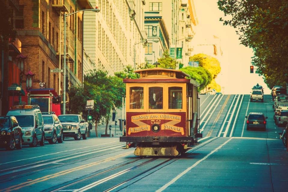 Cable car in San Francisco via Getty Images