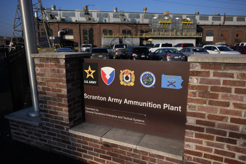 The Scranton Army Ammunition Plant is seen before a tour of the manufacturing process for 155 mm M795 artillery projectiles, Tuesday, Aug. 27, 2024, in Scranton, Pa. (AP Photo/Matt Slocum)