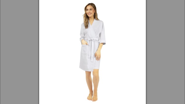 woman wearing spa robe