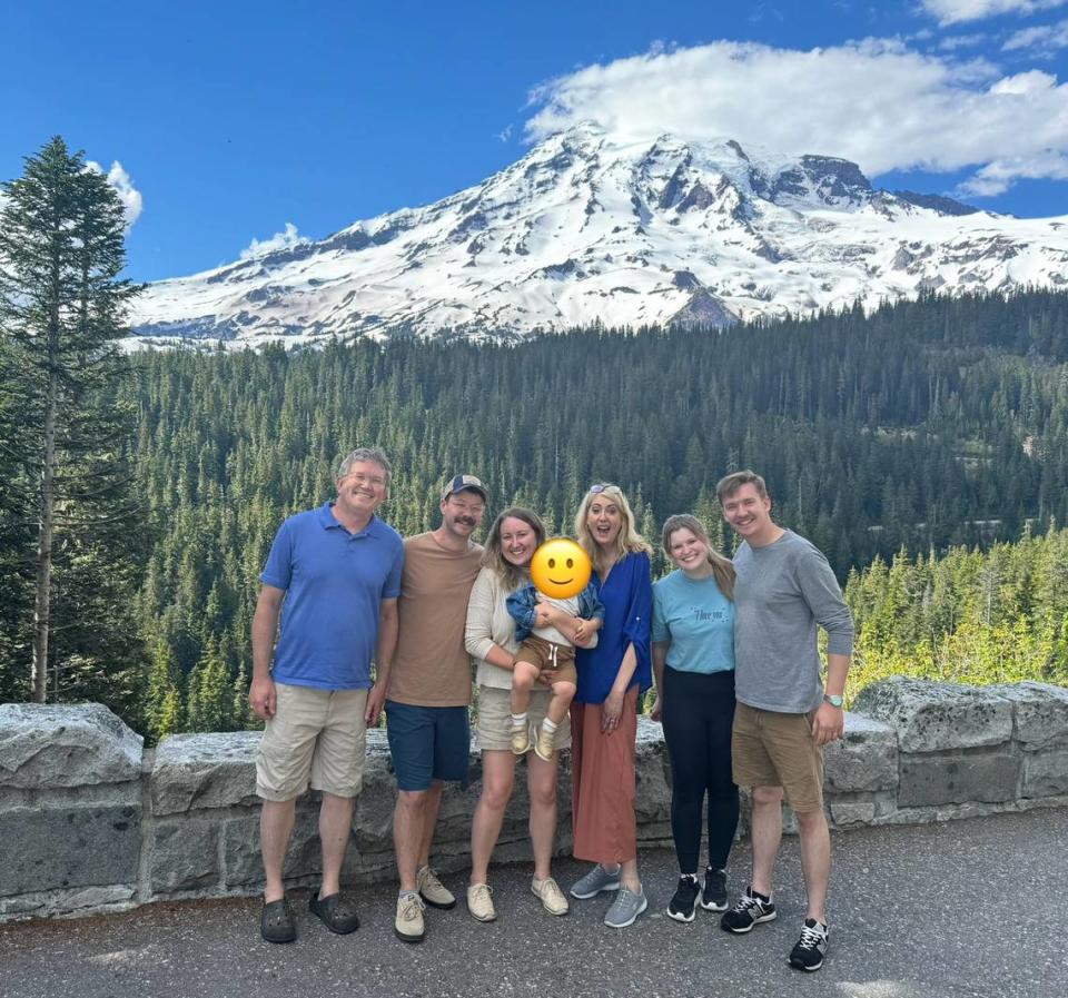 Rep. Thomas Massie, R-KY, and family, pictured near Mt. Rainier in a post Massie made Friday memorializing Rhonda, center right.