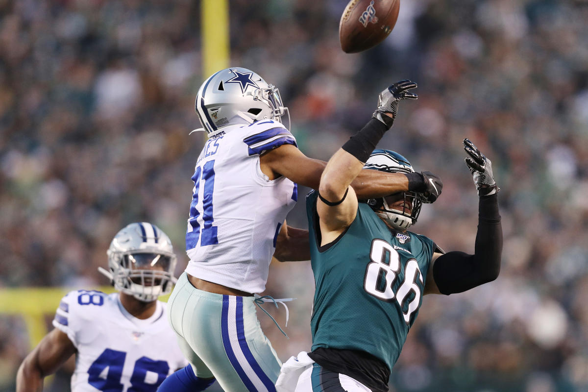 Philadelphia Eagles tight end Zach Ertz (86) celebrates after scoring a  touchdown during an NFL football game against the Dallas Cowboys at Lincoln  Financial Field in Philadelphia on Nov. 11, 2018. Photo