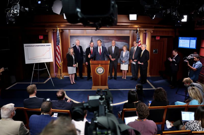 FILE PHOTO: Senate Republicans discuss potential Democratic tax hikes during news conference at the U.S. Capitol in Washington