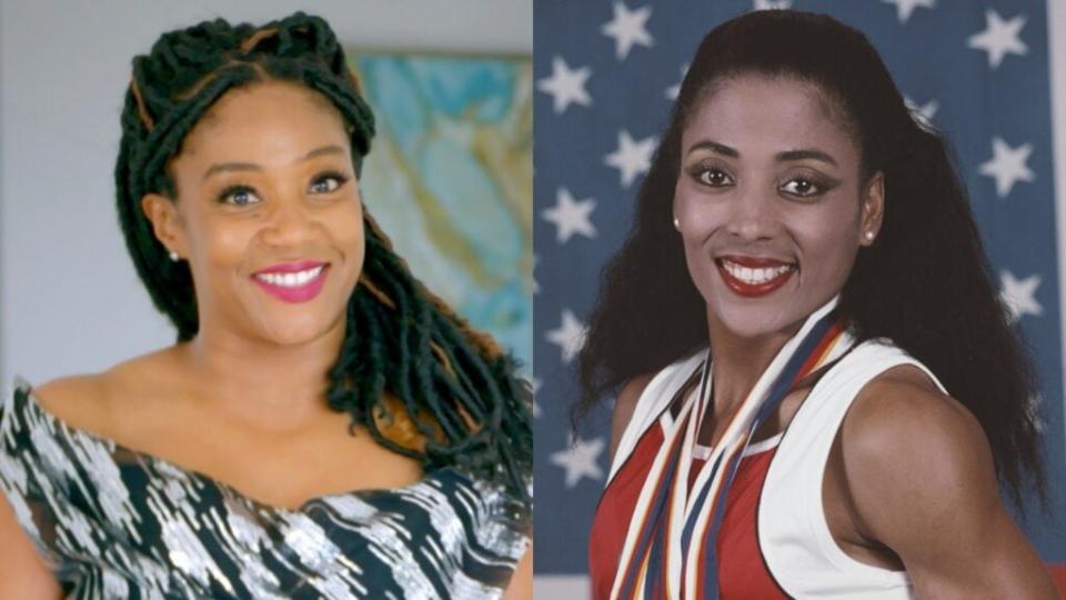 Tiffany Haddish is producing and starring in a biopic about Olympian Florence Griffith Joyner. (Photo by Getty Images for Allen Media Group and Tony Duffy/Allsport/Getty Images)