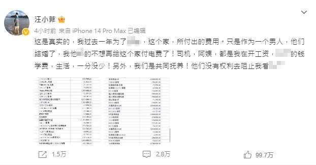 汪小菲公開的匯款明細包含「台北信義」貸款、管理費及水電等費用。（圖／翻攝自汪小菲微博）