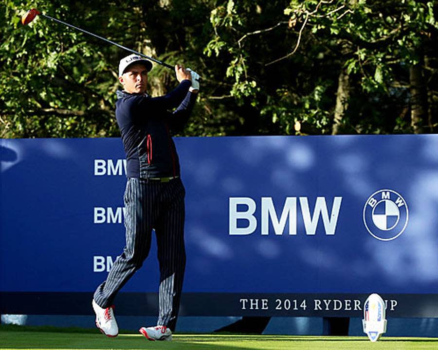 Rickie Fowler holt mit Jimmy Walker am Nachmittag den einzigen Punkt für die USA. Vor allem auf seine Fußhaltung ist zu achten