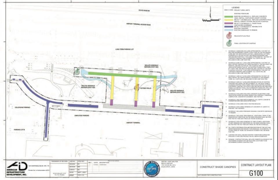 Plans showing the new covered walkways that are planned for Destin-Fort Walton Beach Airport.