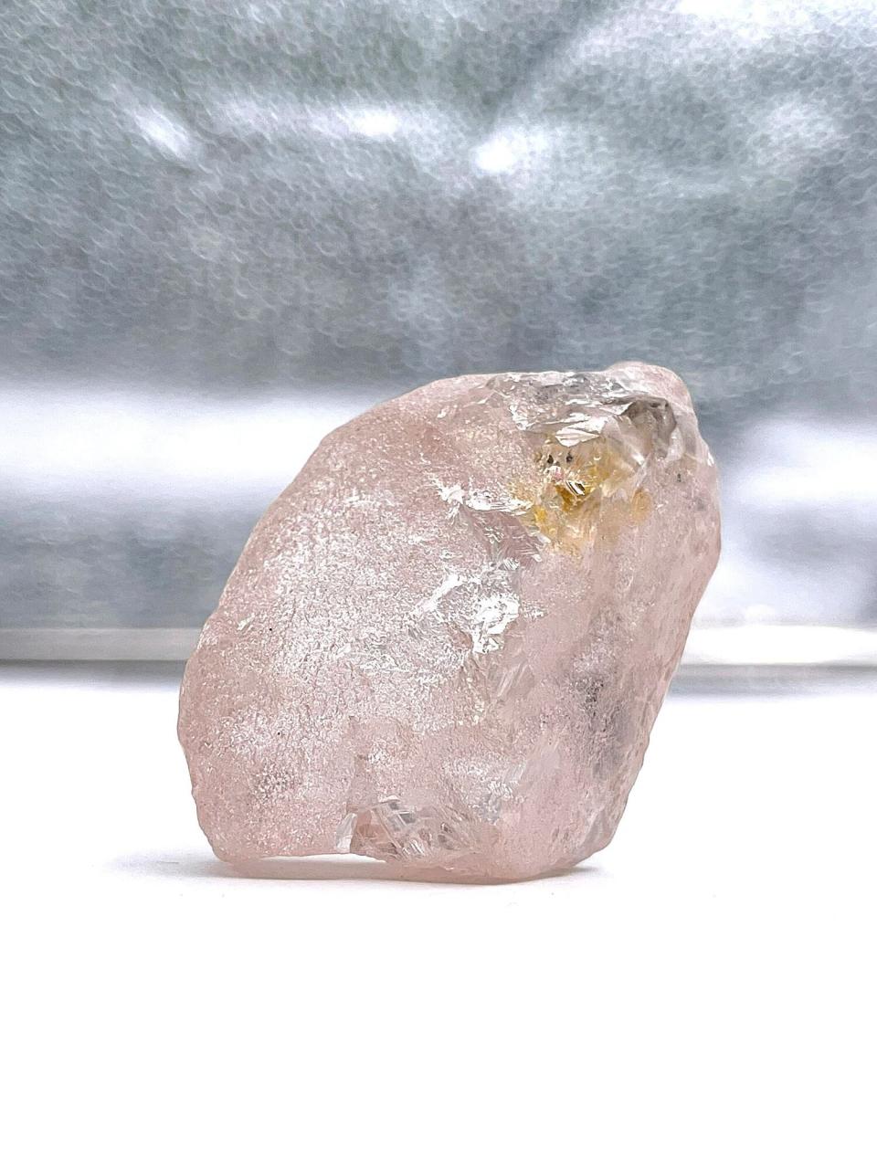 A handout photo made available by the Lucapa Diamond Company shows a 170 carat pink diamond recovered from Lulo, Angola 27 July 2022. A big pink diamond of 170 carats was discovered in Angola and is claimed to be the largest such gemstone found in 300 years. Called the Lulo Rose the diamond was found at the Lulo alluvial diamond mine in Angola according to the mine's owner, the Lucapa Diamond Company. 170 Carat pink diamond discovered, Luanda, Angola - 27 Jul 2022
