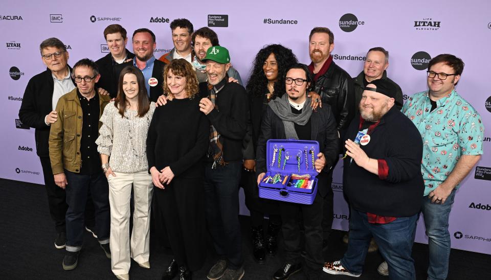 Cast members and others from the movie “Napoleon Dynamite” gather at Sundance in Park City for a special showing at The Ray Theatre on Wednesday, Jan. 24, 2024. | Scott G Winterton, Deseret News