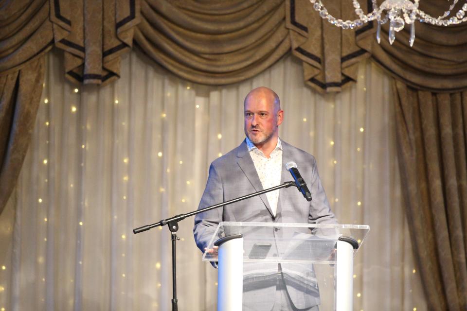 Former Rockford Public Schools Athletic Director Mat Parker has filed a wrongful termination lawsuit against the school district. In this file photo, Parker opens the district's hall of fame ceremony on Saturday, Feb. 8, 2020, at Radisson Hotel & Conference Center.