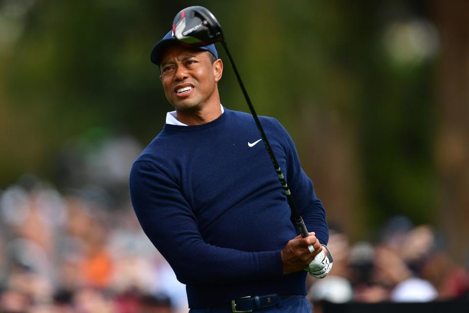 Tiger Woods hits from the second tee during the first round of The Genesis Invitational.