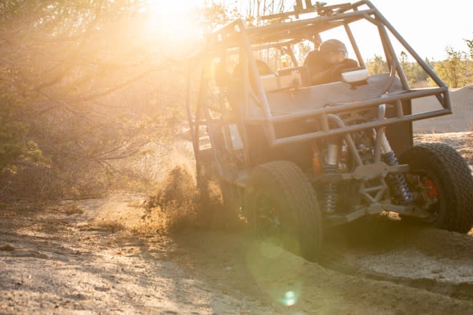 ATV test vehicle driving in off-road terrain