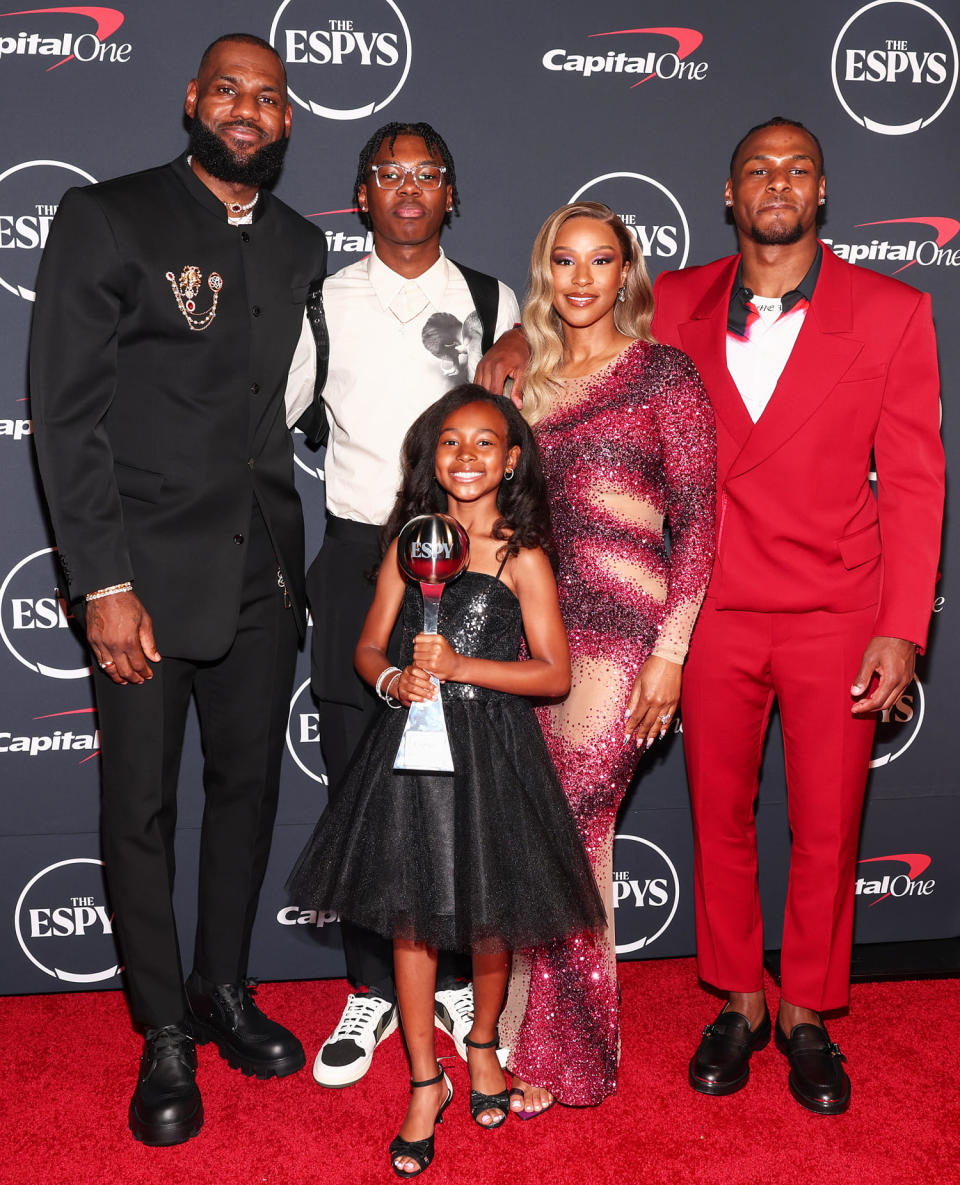 LeBron James, Bryce James, Zhuri James, Savannah James and Bronny James (Christopher Polk / Variety via Getty Images)