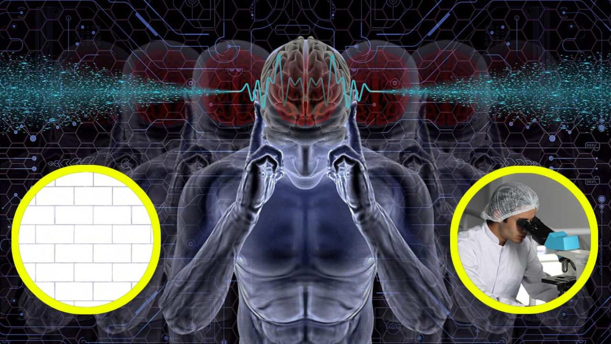  An illustration of a figure emitting brainwaves 