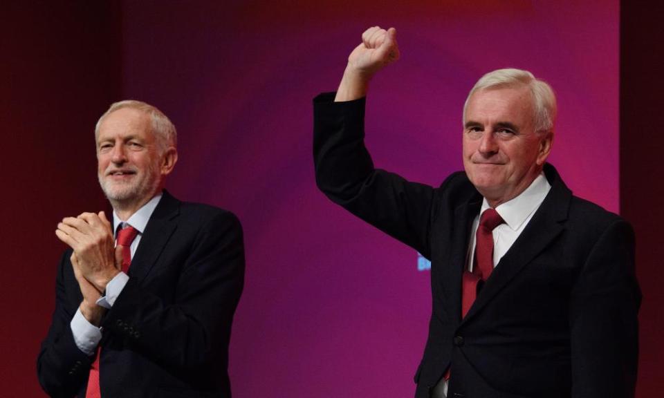 Jeremy Corbyn and John McDonnell at the Labour party conference last week.