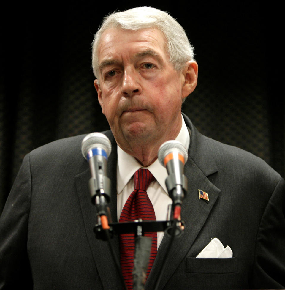 FILE- In this Dec. 9, 2008 file photo, Brooklyn District Attorney Charles Hynes appears at a press conference in New York, where he spoke about three New York police officers charged with participating in a sexual assault on a subway platform. A CBS documentary series featuring Hynes airs Tuesday, June 18, 2013, and gives viewers a look at how cases are prosecuted at one of the largest district attorney offices in the country. Hynes is running for office and his opponents say the timing of the show is unfair. (AP Photo/Seth Wenig, File)