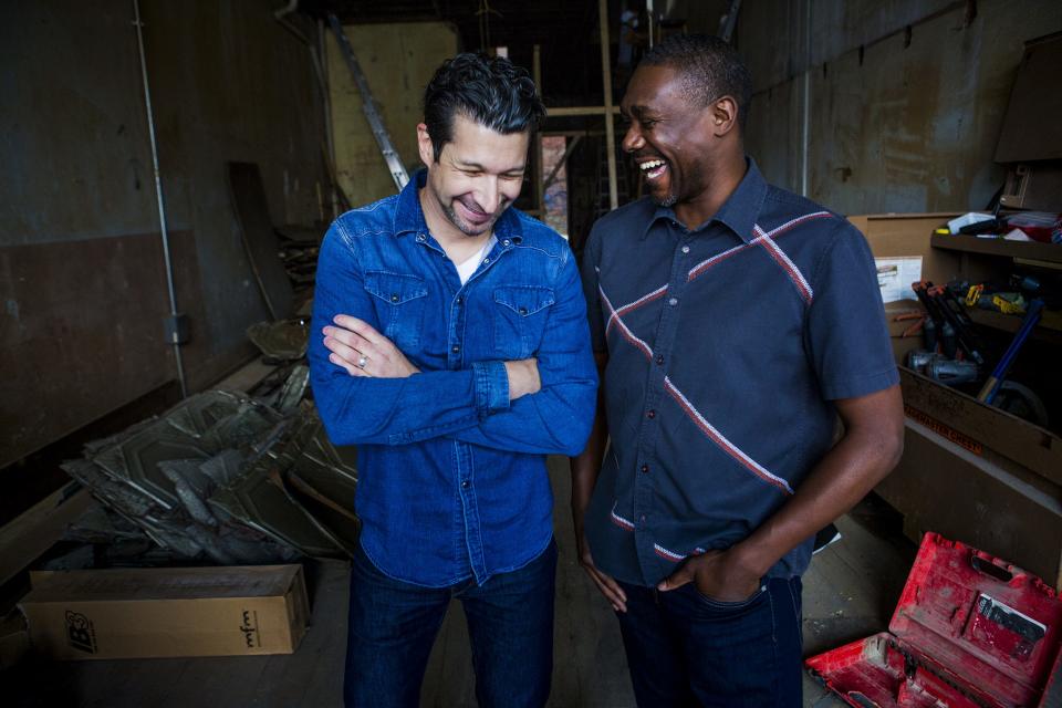 Anthony Maieron, left, and John Coleman, right, founded Revel OTR, an urban winery, that opened at 111 East 12th St. in Over-the-Rhine in 2016.