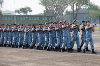 <p>Troops from the RSAF’s commands participating in a parade preview on 28 August. (PHOTO: Dhany Osman / Yahoo News Singapore) </p>