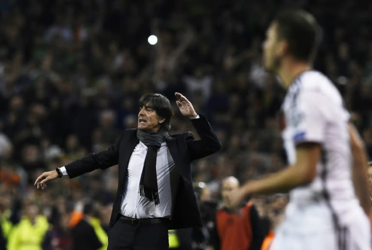 Germany's head coach Joachim Loew gestures during their UEFA Euro 2016 Group D qualifying match against Ireland, at the Aviva stadium in Dublin, on October 8, 2015