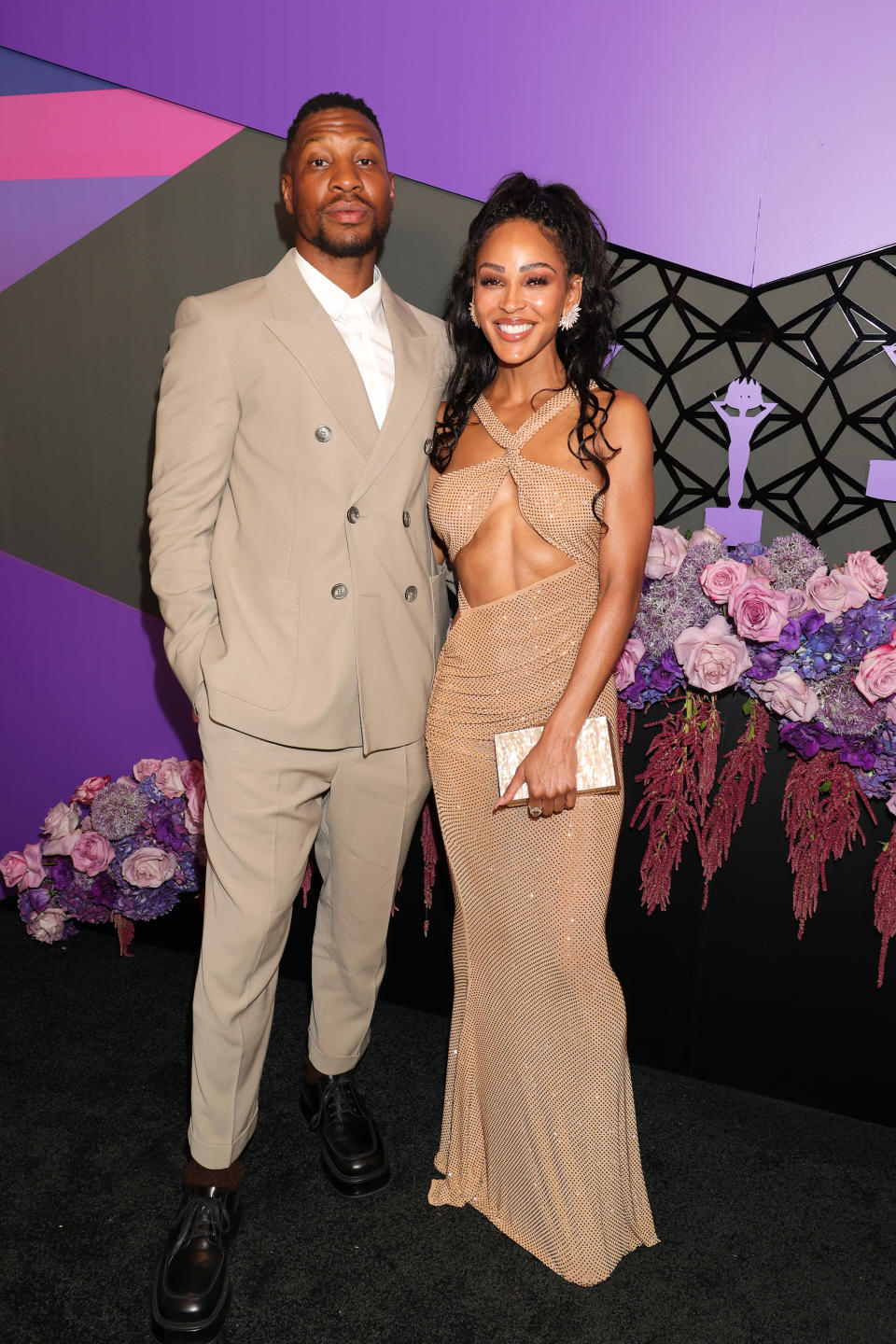 Jonathan Majors and Meagan Good attend Hollywood Unlocked’s 4th Impact Awards on June 21, 2024 in Beverly Hills. (Arnold Turner/Getty Images for Jason Lee/Hollywood Unlocked Impact Awards)