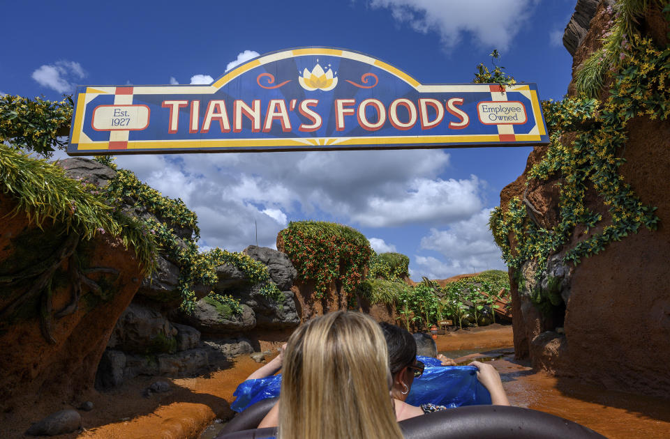 Guests on the Tiana's Bayou Adventure flume ride at Disney's Magic Kingdom Park at Walt Disney World in Lake Buena Vista, Fla., June 3, 2024. Splash Mountain was closed last year because of its connection to a racist film. Disney overhauled it to focus on Tiana, Disneyâs first Black princess, drawing praise and backlash. (Todd Anderson/The New York Times) 