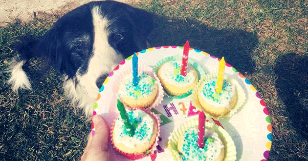 Enjoying cake at his 12th birthday party.