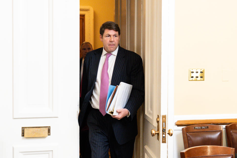 WASHINGTON - APRIL 25: House Budget Committee chairman Jodey Arrington, R-Texas, arrives for the House Rules Committee meeting on the Limit Save Grow Act of 2023 in the Capitol on Tuesday, April 25, 2023. (Bill Clark/CQ-Roll Call, Inc via Getty Images)