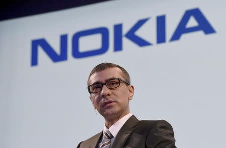 Nokia's Chief Executive Rajeev Suri during the press conference hold in Nokia head offices in Espoo, Finland 17th April 2015. REUTERS/Lehtikuva/Markku Ulander/Files