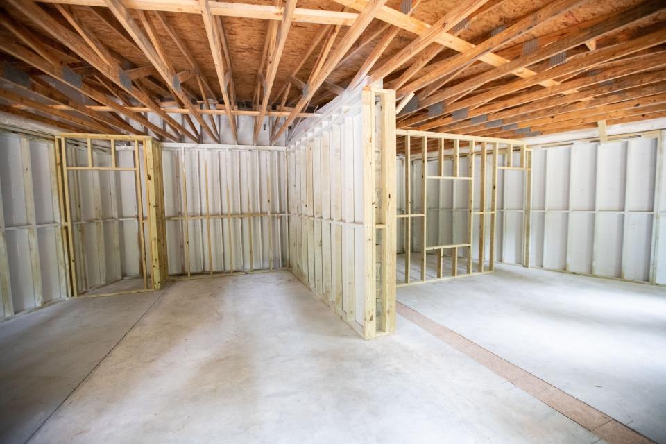 An unfinished space inside the structure located at 178 Nautilus Drive in Monticello, Florida.