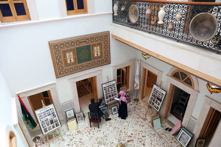 Libyan artists work at the art gallery and cultural centre in the old city of Tripoli, Libya April 23, 2019. Picture taken April 23, 2019. REUTERS/Ahmed Jadallah