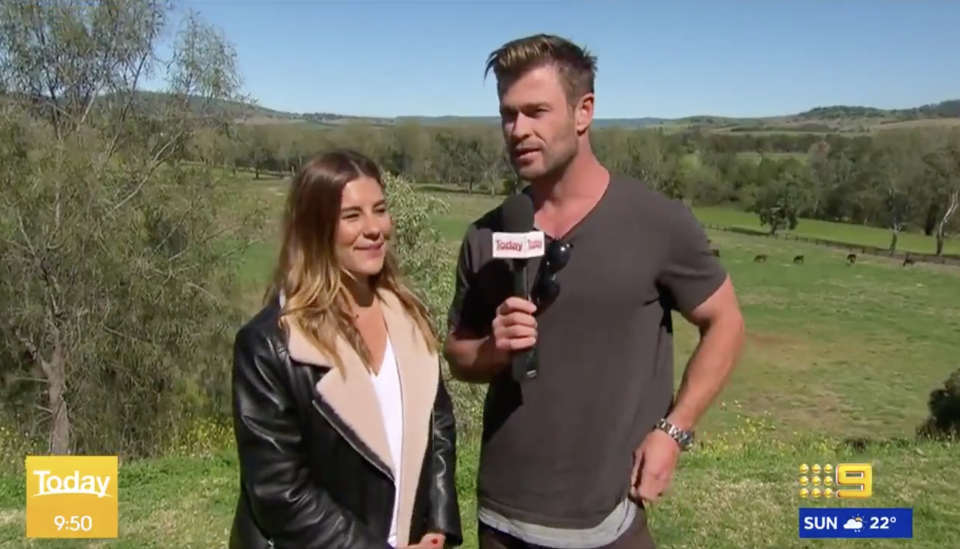 Chris Hemsworth and Lauren Phillips on Weekend Today