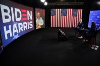 Democratic presidential candidate Biden and vice presidential candidate Harris take part in a virtual campaign event in Wilmington, Delaware