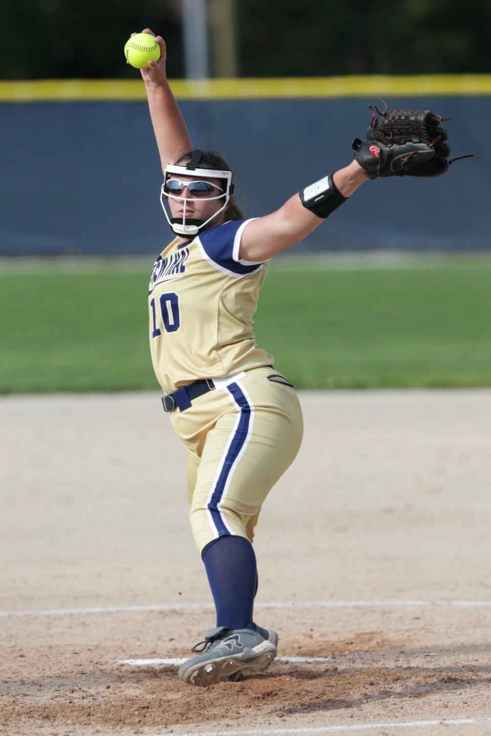 Fountain Central's Kacey Kirkpatrick (10) pitches during the first inning of an IHSAA sectional softball game, Monday, May 24, 2021 in Lafayette. Kirkpatrick signed to Indiana Tech to play softball.