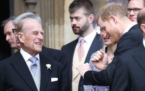 The Duke of Edinburgh laughs with the Duke of Sussex - Credit: Stephen Lock / i-Images