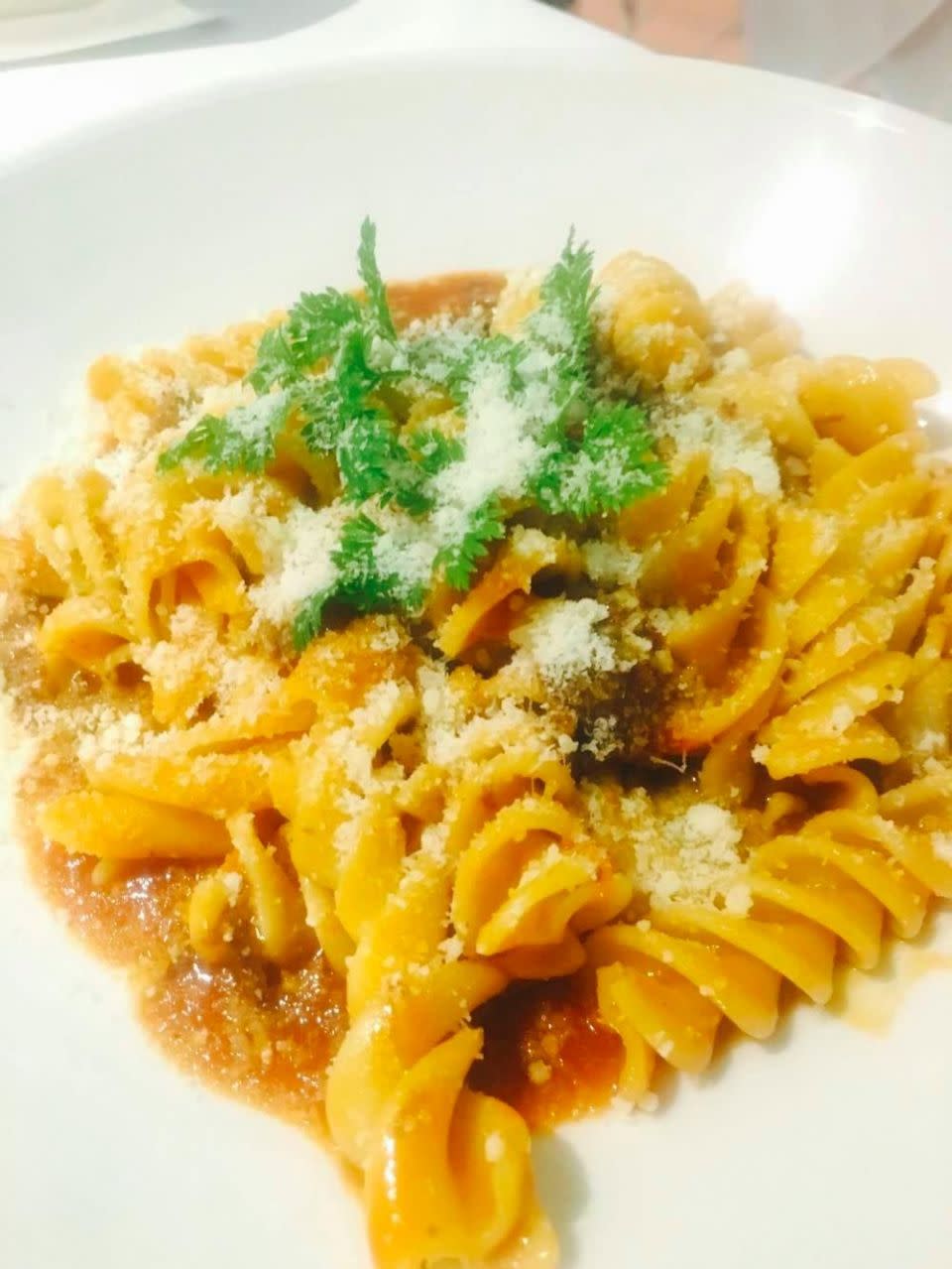 The beef cheek spiral pasta. Photo: Be