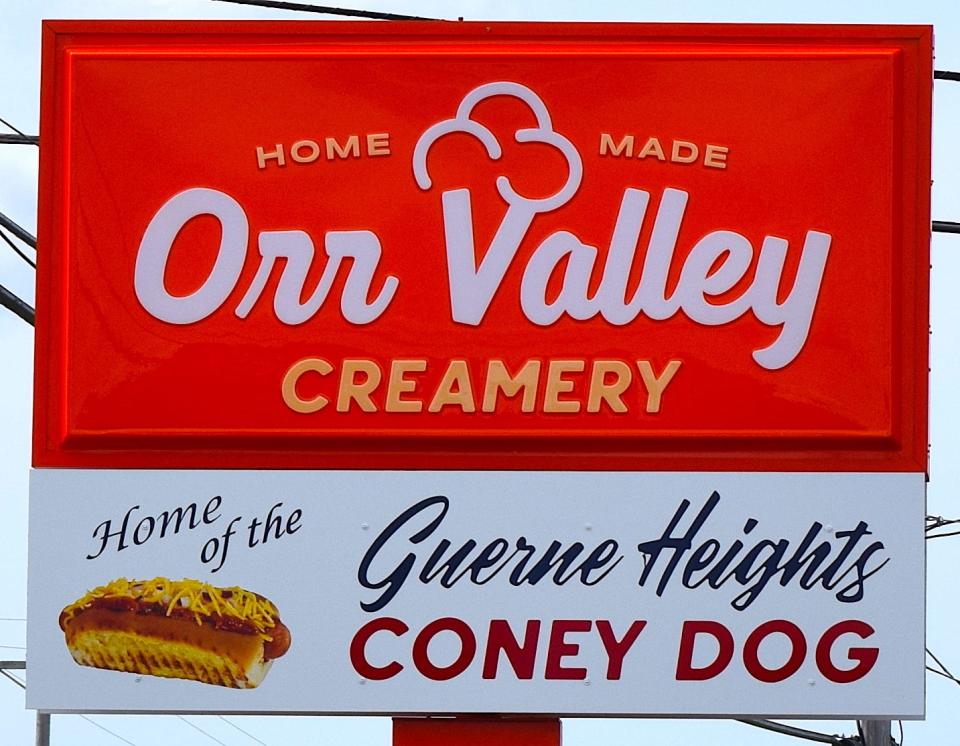 The former Guerne Height Drive-in location along U.S. Route 250 east of Wooster, is now a second Orr Valley Creamery location. Among the eatery's offerings are waffles cones and Sarasota concretes, a blend of homemade custard with mix-ins of customer choosing.