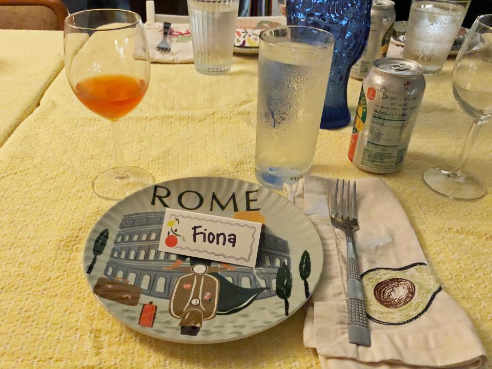 my place setting at the dinner with friends dinner party