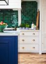 <p>If you want your white kitchen cabinets to stand out, go for a contrast. Jewel-toned accents, such as emerald green tiling, sapphire blue doors, or amethyst accessories will make your whites appear crisper and brighter. Metallic hardware is the perfect compliment for this design scheme. <br></p><p>Pictured: <a href="https://www.neptune.com/kitchen/chichester/" rel="nofollow noopener" target="_blank" data-ylk="slk:Chichester kitchen at Neptune;elm:context_link;itc:0;sec:content-canvas" class="link ">Chichester kitchen at Neptune</a></p>