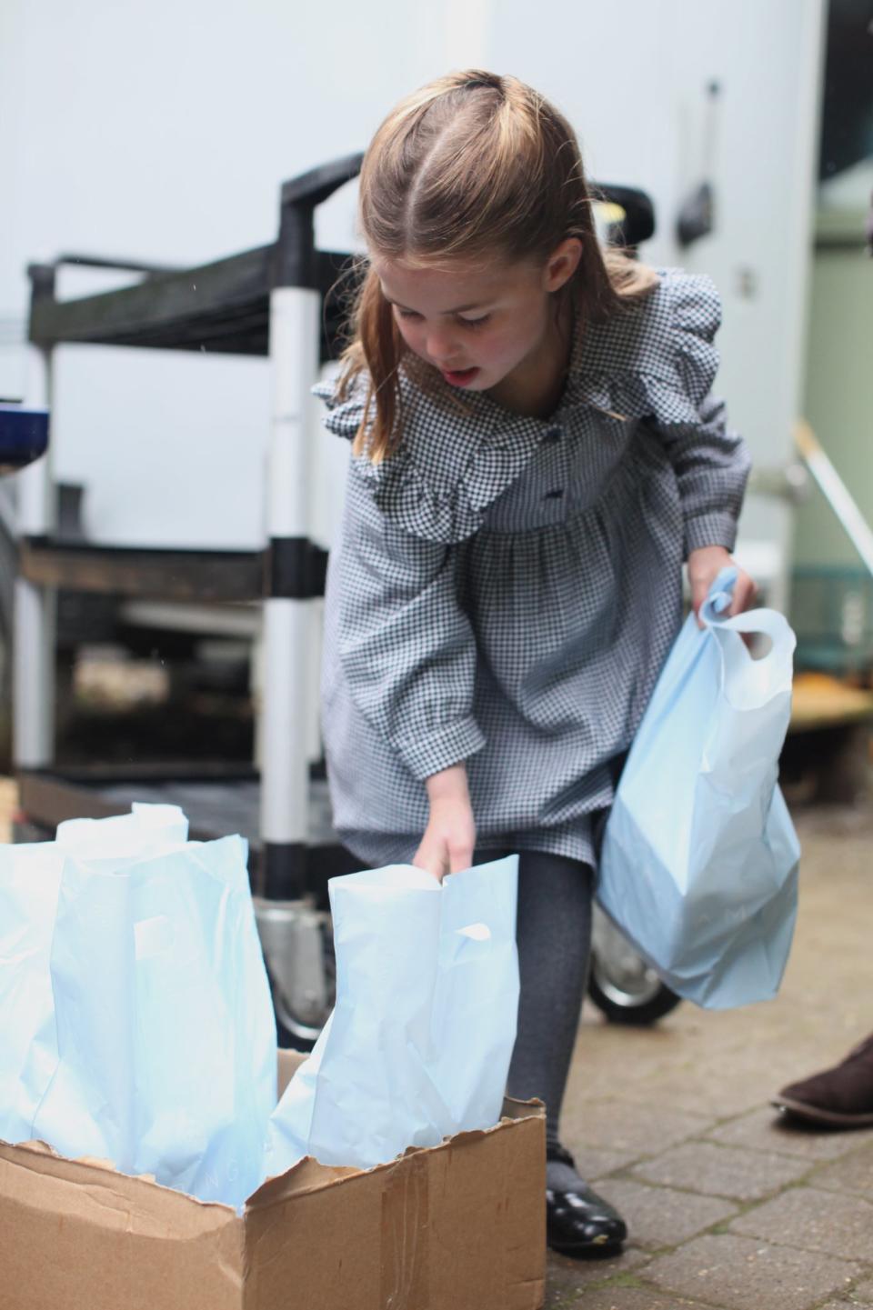 Taken during the COVID-19 pandemic, Charlotte's fifth birthday portraits show her delivering food to neighbors in need.