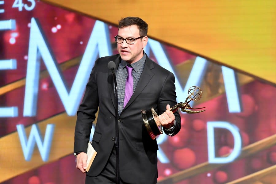 LOS ANGELES, CA – MAY 01: Actor Tyler Christopher speaks onstage at the 43rd Annual Daytime Emmy Awards at the Westin Bonaventure Hotel on May 1, 2016 in Los Angeles, California. (Photo by Earl Gibson III/Getty Images)
