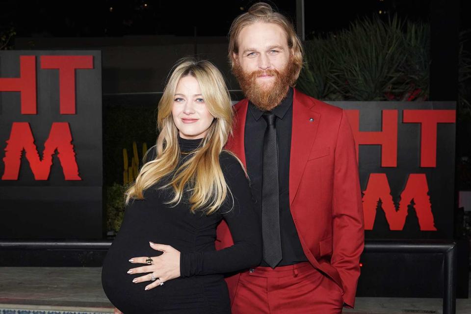 <p>Lila Seeley/FilmMagic</p> Meredith Hagner and Wyatt Russell at the Los Angeles premiere of 