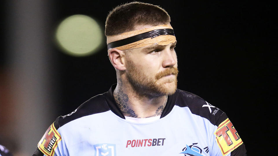 Josh Dugan has poured cold water on reports he is unsettled at the Sharks. (Getty Images)