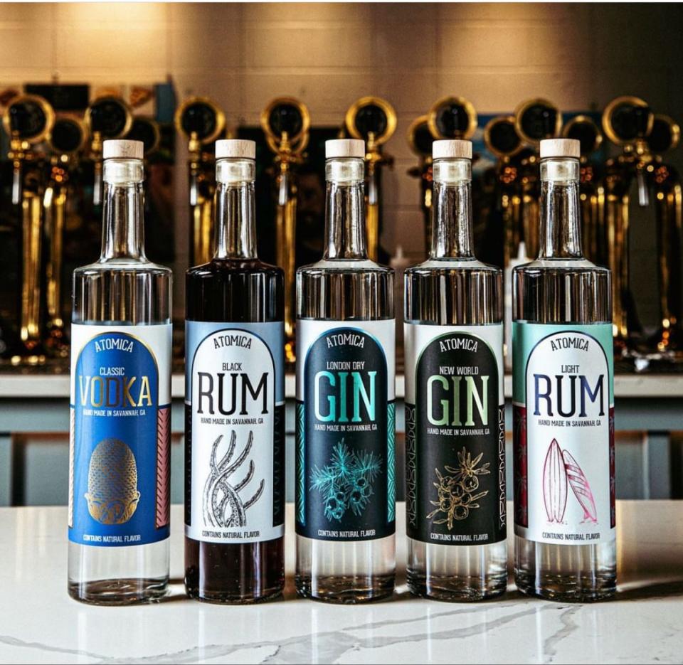 Some of Atomica Spirits' beautifully branded bottles.