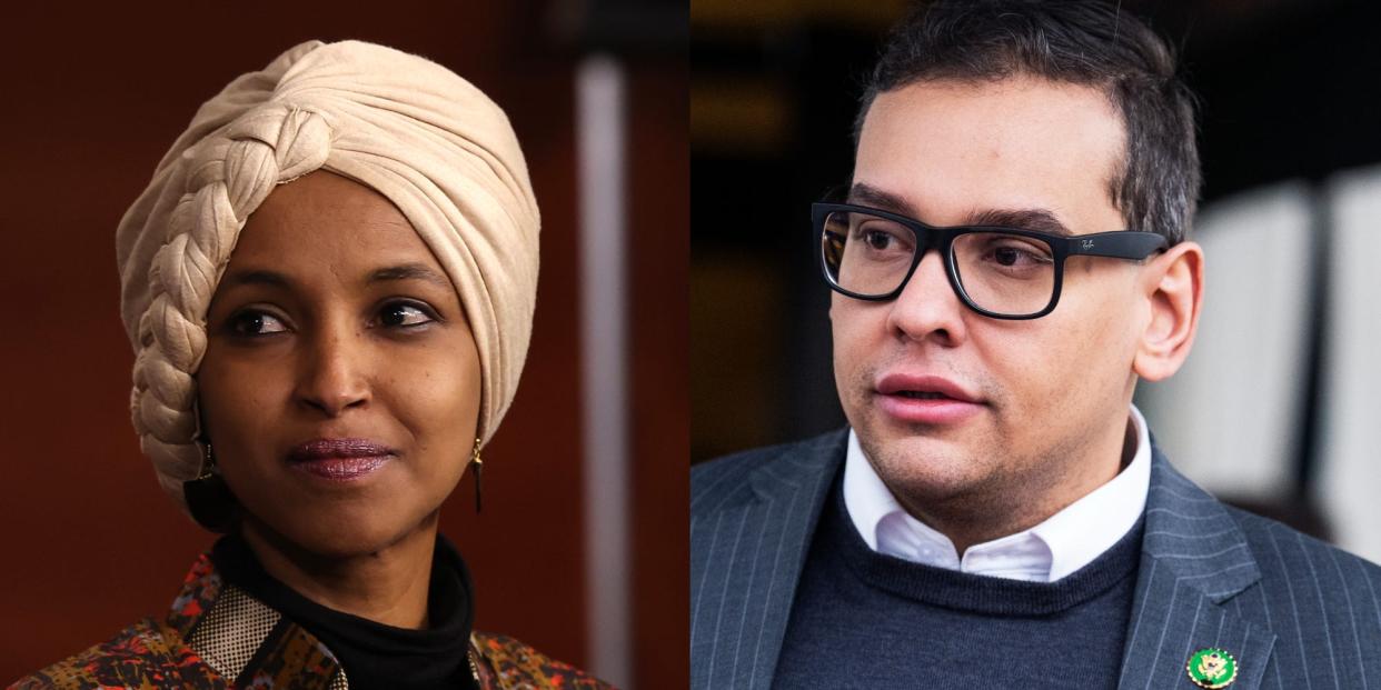 Democratic Rep. Ilhan Omar of Minnesota and Republican Rep. George Santos of New York.