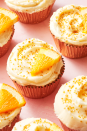 <p>These are great way to finish off an opened bottle of Champagne, if you ever have any leftover that is!</p><p>Get the <a href="https://www.delish.com/uk/cooking/recipes/a28784172/mimosa-cupcakes-recipe/" rel="nofollow noopener" target="_blank" data-ylk="slk:Mimosa Cupcakes;elm:context_link;itc:0" class="link ">Mimosa Cupcakes</a> recipe. </p>
